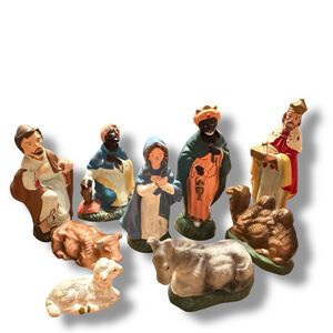 Vintage MCM 60’s Holiday Decor Nativity Pieces Japan